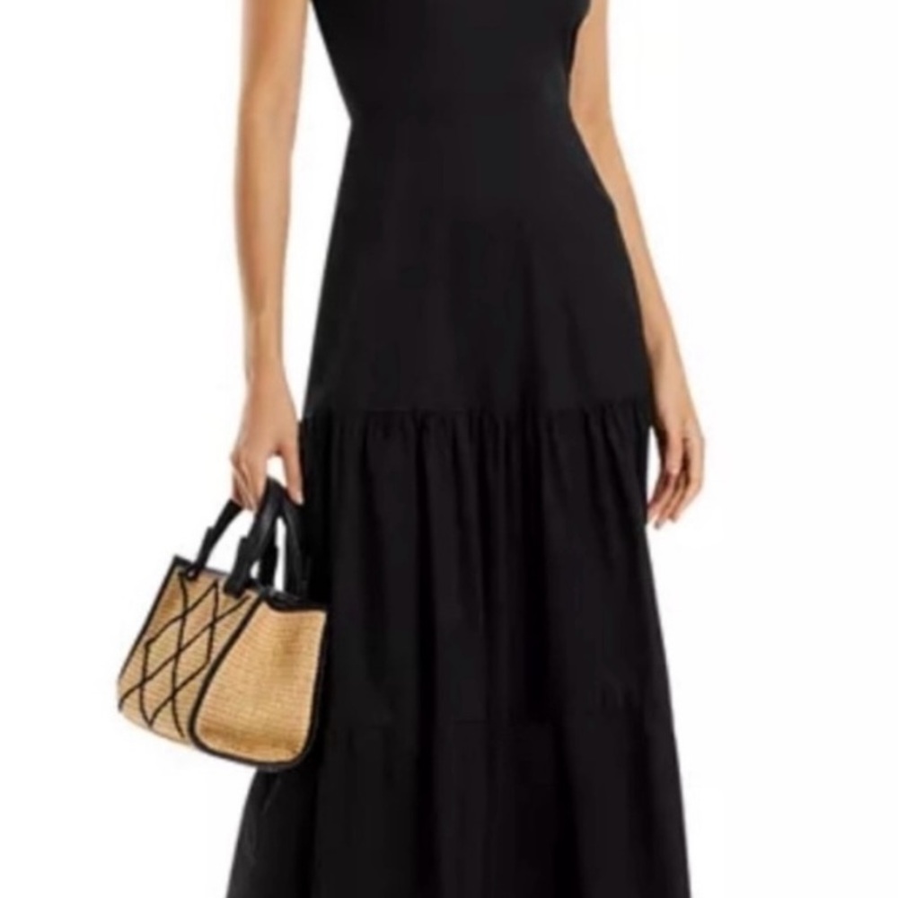 Aqua Bloomingdale’s Elegant Black Halter Maxi Dress